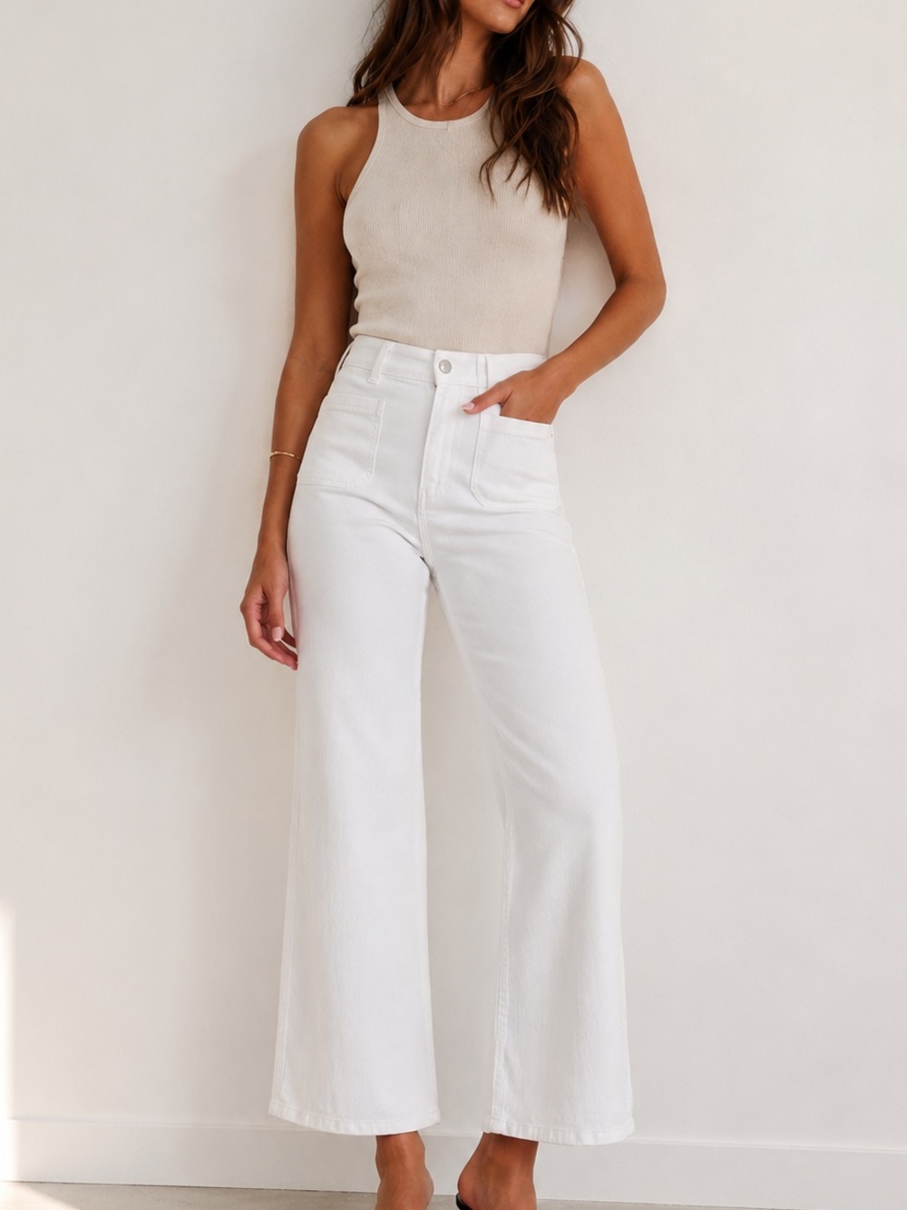 Ann Taylor White Wide Leg Jeans